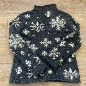 Grey Snowflake Wool Sweater